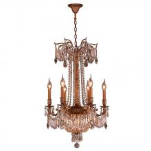  W83356FG20-GT - Winchester 9-Light French Gold Finish and Golden Teak Crystal Chandelier 20 in. Dia x 29 in. H Mediu