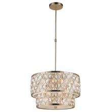  W83410CG20-CM - Paris 9-Light Champagne Gold Finish with Clear and Golden Teak Crystal drum Two 2 Tier Pendant Light