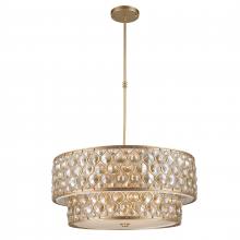  W83411MG28-GT - Paris 12-Light Matte Gold Finish with Golden Teak Crystal drum Two 2 Tier Pendant Light 28 in. Dia x