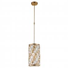  W83412MG8-CM - Paris 1-Light Matte Gold Finish with Clear and Golden Teak Crystal Mini Pendant Light 8 in. Dia x 15