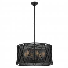  W83421MB24 - Nautilus 6-Light Matte Black Finish Mesh drum Shade Pendant Light 24 in. Dia x 12 in. H Large