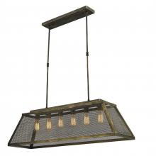 Worldwide Lighting Corp W83426AB42 - Nautilus 5-Light Antique Bronze Finish Mesh Kitchen Island Pendant Light 42 in. L x 12 in. W x 12 in