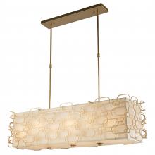  W83442MG42 - Montauk 12-Light Matte Gold Finish Kitchen Island Pendant Light with Ivory Linen Rectangular Shade 4