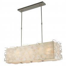  W83442MN42 - Montauk 12-Light Matte Nickel Finish Kitchen Island Pendant Light with Ivory Linen Rectangular Shade