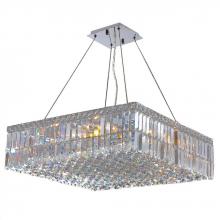  W83513C24 - Cascade 12-Light Chrome Finish and Clear Crystal Square Chandelier 24 in. L x 24 in. W x 7.5 in. H L