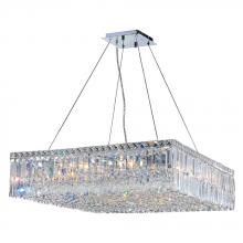  W83514C28 - Cascade 12-Light Chrome Finish and Clear Crystal Square Chandelier 28 in. L x 28 in. W x 7.5 in. H L