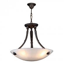  W83804F16 - Pompeii Collection 4 Light Flemish Brass Finish and Natural Quartz Bowl Pendant 16" D x 18"