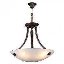  W83808F16 - Pompeii Collection 4 Light Flemish Brass Finish and Natural Quartz Bowl Pendant 16" D x 18"