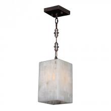  W83817F6 - Pompeii Collection 1 Light Flemish Brass Finish and Natural Quartz Square Pendant 6" L x 6"