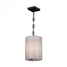  W83818F6 - Pompeii Collection 1 Light Flemish Brass Finish and Natural Quartz Round Pendant 6" D x 12"