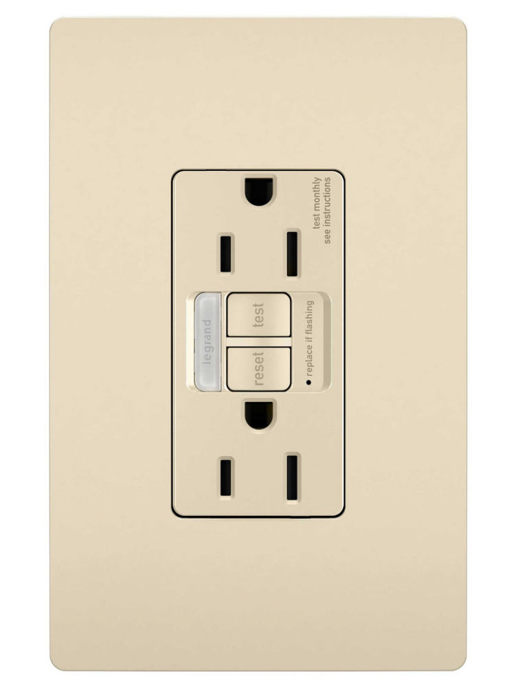 radiant? 15A Tamper-Resistant Self-Test GFCI Outlet with Night Light, Light Almond