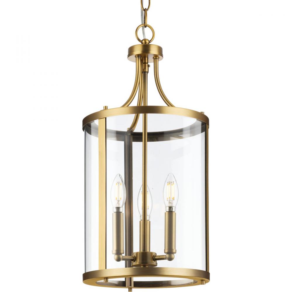 Gilliam Collection Three-Light Vintage Brass New Traditional Hall & Foyer