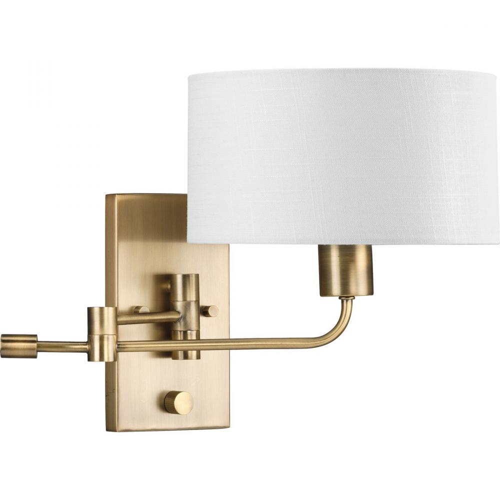 Carrick Collection  One-Light Vintage Brass Summer Linen Shade Transitional Wall Light