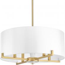  P500108-078 - Palacio Collection Four-Light Vintage Gold White Silk Shade Luxe Pendant Light