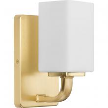  P300368-012 - Cowan Collection One-Light Modern Satin Brass Etched Opal Glass Bath Vanity Light