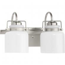  P300439-009 - Fessler Collection Two-Light Brushed Nickel Opal Glass Farmhouse Bath Light