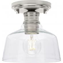  P350226-009 - Singleton Collection One-Light 7.62" Brushed Nickel Farmhouse Small Semi-Flush Mount Light with