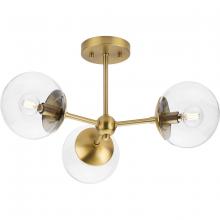  P350235-109 - Atwell Collection Three-Light Brushed Bronze Mid-Century Modern Semi-Flush Mount