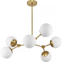  P400308-109 - Haas Collection Six-Light Brushed Bronze Mid-Century Modern Chandelier