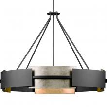  P500331-31M - Lowery Collection Six-Light Matte Black Industrial Luxe Hanging Pendant Light with Aged Silver Leaf