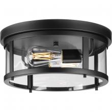  P550021-31M - Gunther Two-Light Matte Black Modern Farmhouse Flush Mount Light