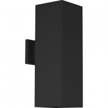  P560294-031 - 6" Square Up/Down Wall Lantern Two-Light Modern Black Outdoor Wall Lantern with top lense