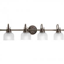  P2997-74 - Archie Collection Four-Light Venetian Bronze Clear Double Prismatic Glass Coastal Bath Vanity Light