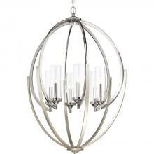  P400026-104 - Evoke Collection Six-Light Polished Nickel Clear Glass Luxe Chandelier Light