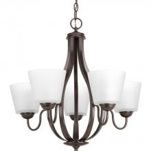  P4746-20 - Arden Collection Five-Light Antique Bronze Etched Glass Farmhouse Chandelier Light