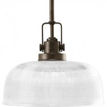  P5026-74 - Archie Collection One-Light Venetian Bronze Clear Prismatic Glass Coastal Pendant Light