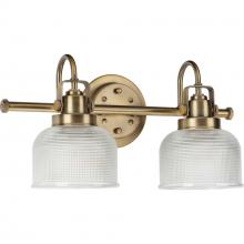  P2991-163 - Archie Collection Two-Light Vintage Brass Clear Double Prismatic Glass Coastal Bath Vanity Light