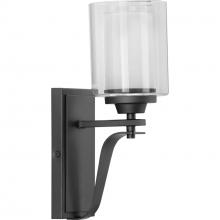  P300120-143 - Kene Collection One-Light Graphite Clear Glass Craftsman Bath Vanity Light