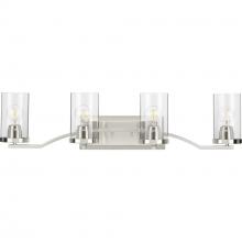  P300259-009 - Lassiter Collection Four-Light Brushed Nickel Clear Glass Modern Bath Vanity Light