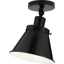  P350199-031 - Hinton Collection One-Light Matte Black Vintage Style Ceiling Light