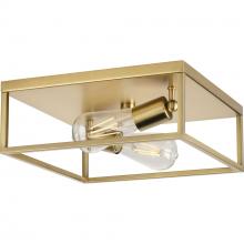  P350200-012 - Perimeter Collection Two-Light Satin Brass Modern Style Flush Mount Ceiling Light