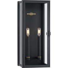  P560269-031 - Stature Collection Two-Light Textured Black and Clear Glass Transitional Style Large Outdoor Wall La