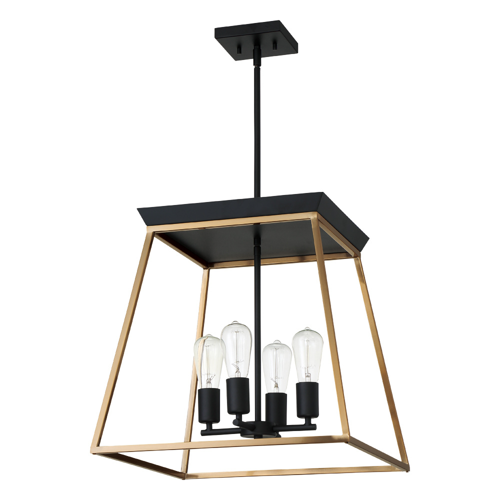 4x100W Pendant With Brushed Gold and Matte Black Finish