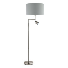  201828A - 1x60W 1x6W Floor Lamp With Matte Nickel Finish & Grey Exterior & Silver Interior Shade