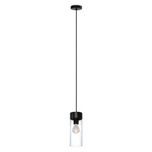  202127A - 1x60W Pendant w/ Matte Black Finish and Clear Glass