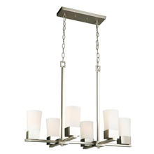  202857A - 6x60W Multi Light Pendant w/ Brushed Nickel Finish & Frosted Glass