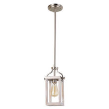 Eglo 203104A - 1x60W Mini Pendant With Acacia Wood and Brushed Nickel Finish