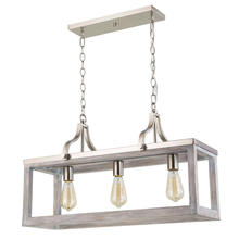 Eglo 203109A - 3x60W Linear Pendant With Acacia Wood & Brushed Nickel Finish