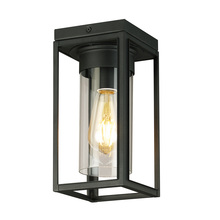  203667A - 1x60W Outdoor Flush Mount With Matte Black Finish & Clear Glass