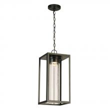  204709A - Walker Hill - Outdoor Pendant Light Matte Black With Clear Seedy Glass 12W LED