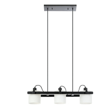  204941A - 3 LT Island Pendant With Black Finish and White Glass (Like the hornwood)