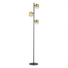  39987A - Altimira - 3 LT Floor Lamp with Structured Black Finish and Brass Exterior and White Interior