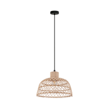  43285A - Ausnby - Pendant Black Finish Natural Wood Shade 1-40W