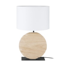 Eglo 39916A - 1 LT Table Lamp w/ a Natural Wood Body & White Fabric Shade
