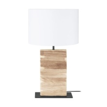 Eglo 39917A - 1 LT Table Lamp w/ a Natural Wood Body & White Fabric Shade