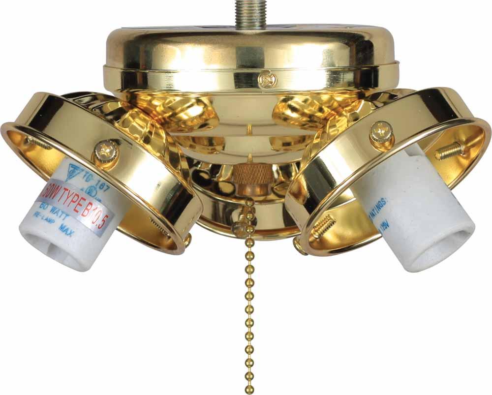 3 Light Polished Brass Ceiling Fan Light Kit V0923 2
